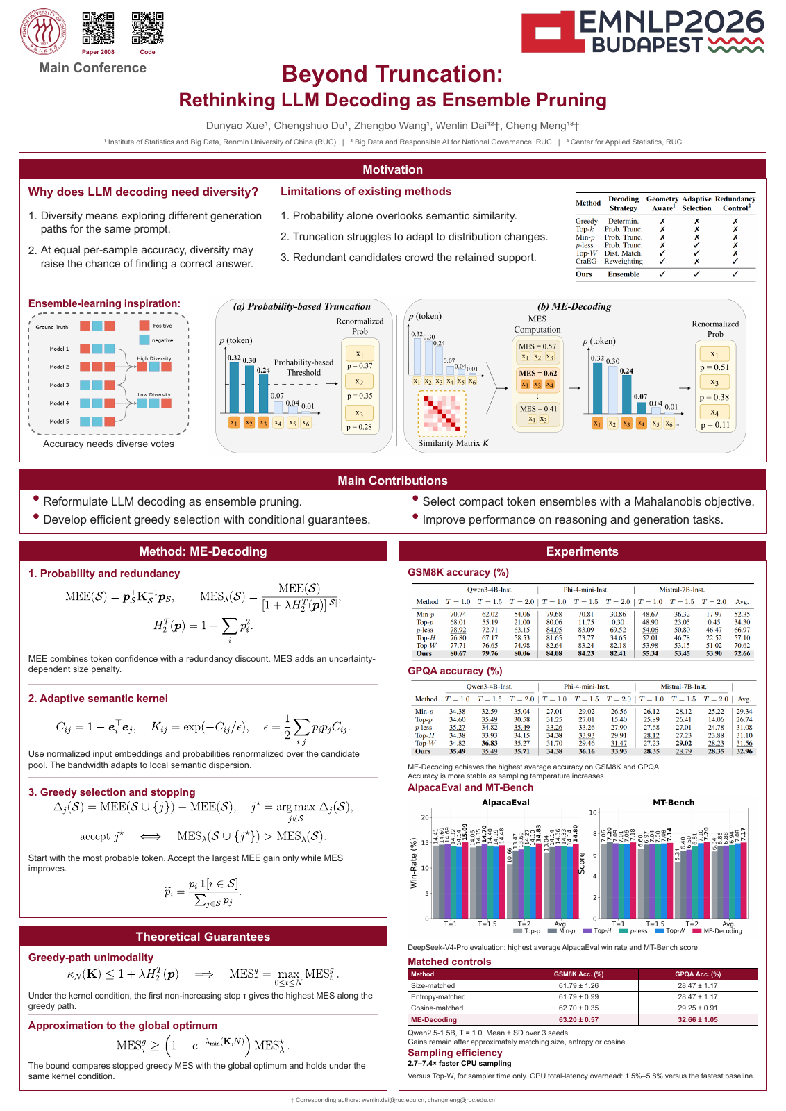 Poster preview for Beyond Truncation: Rethinking LLM Decoding as Ensemble Pruning